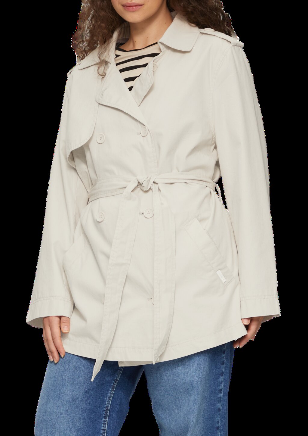 Kurzer Trenchcoat aus Baumwolle mit Gürtel