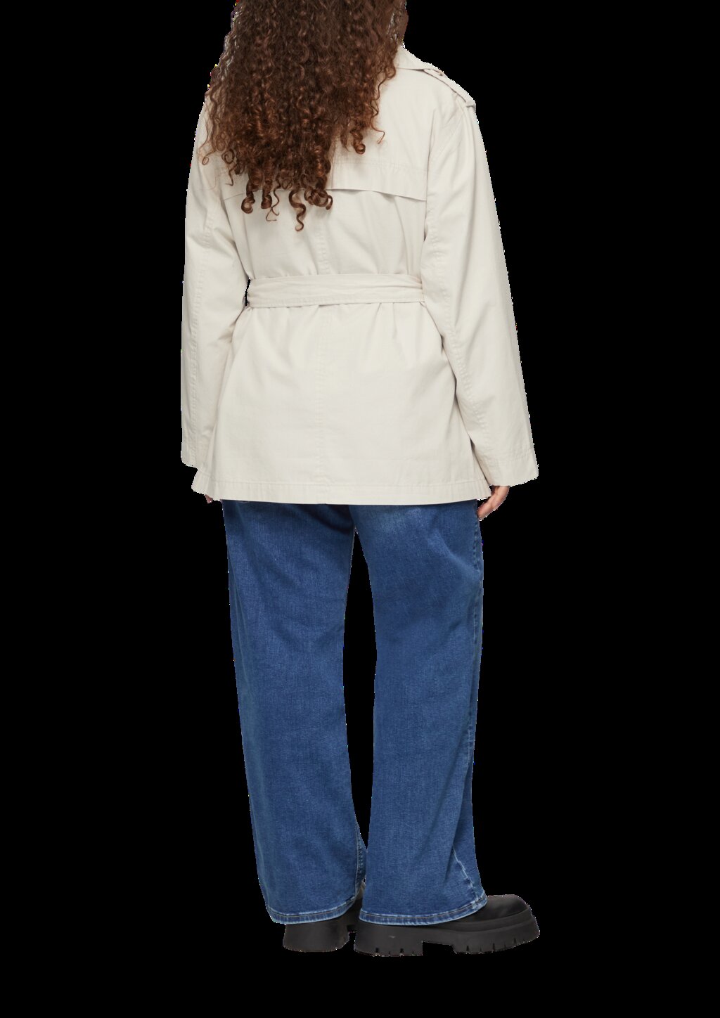 Kurzer Trenchcoat aus Baumwolle mit Gürtel