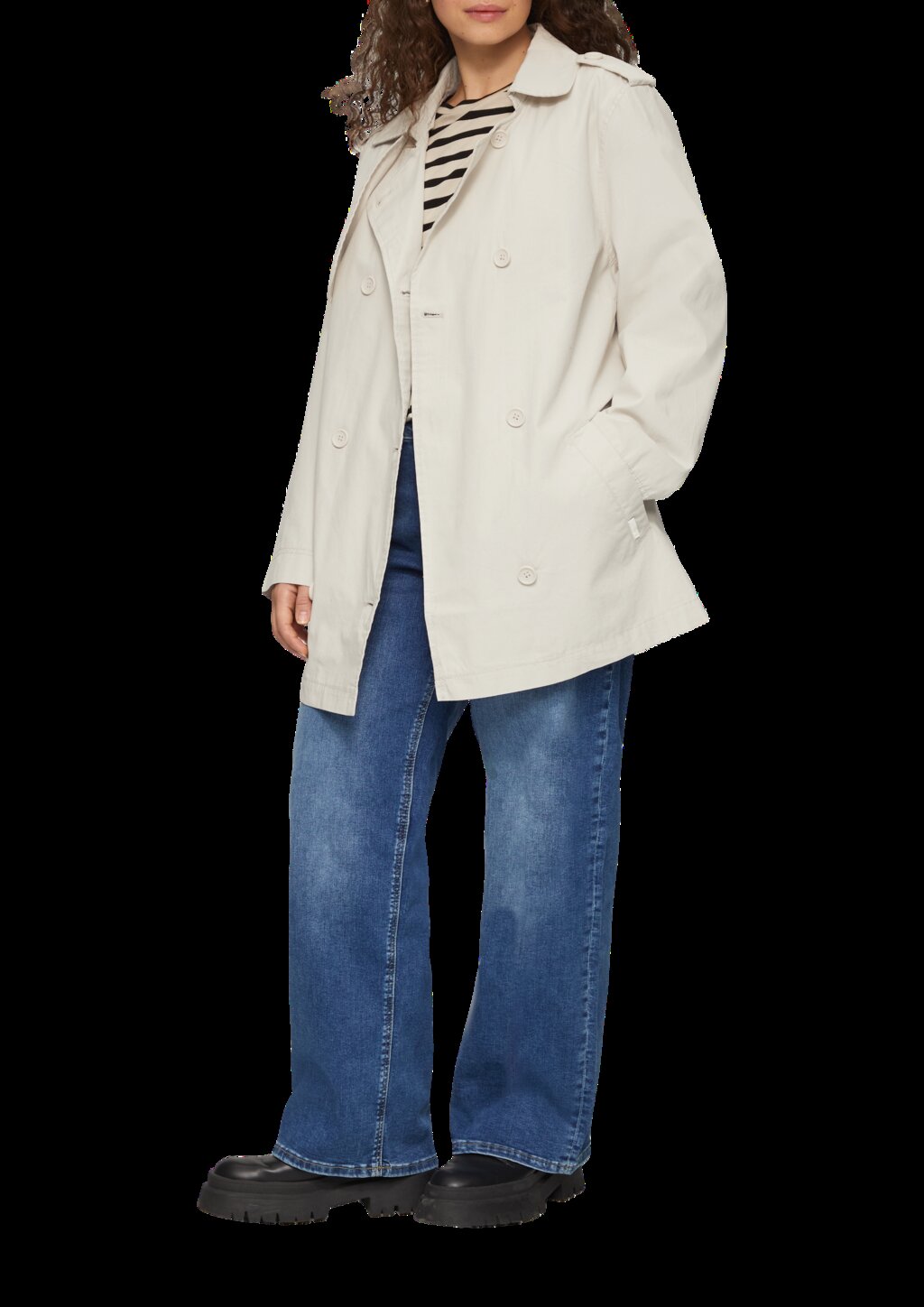 Kurzer Trenchcoat aus Baumwolle mit Gürtel