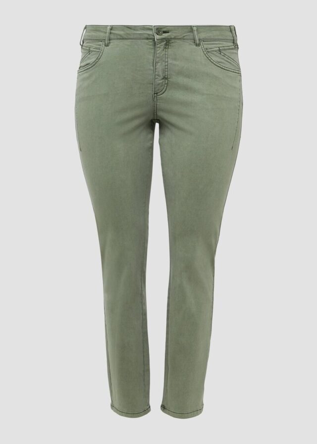 Gewaschene Hose im Slim Fit aus Baumwollsatin