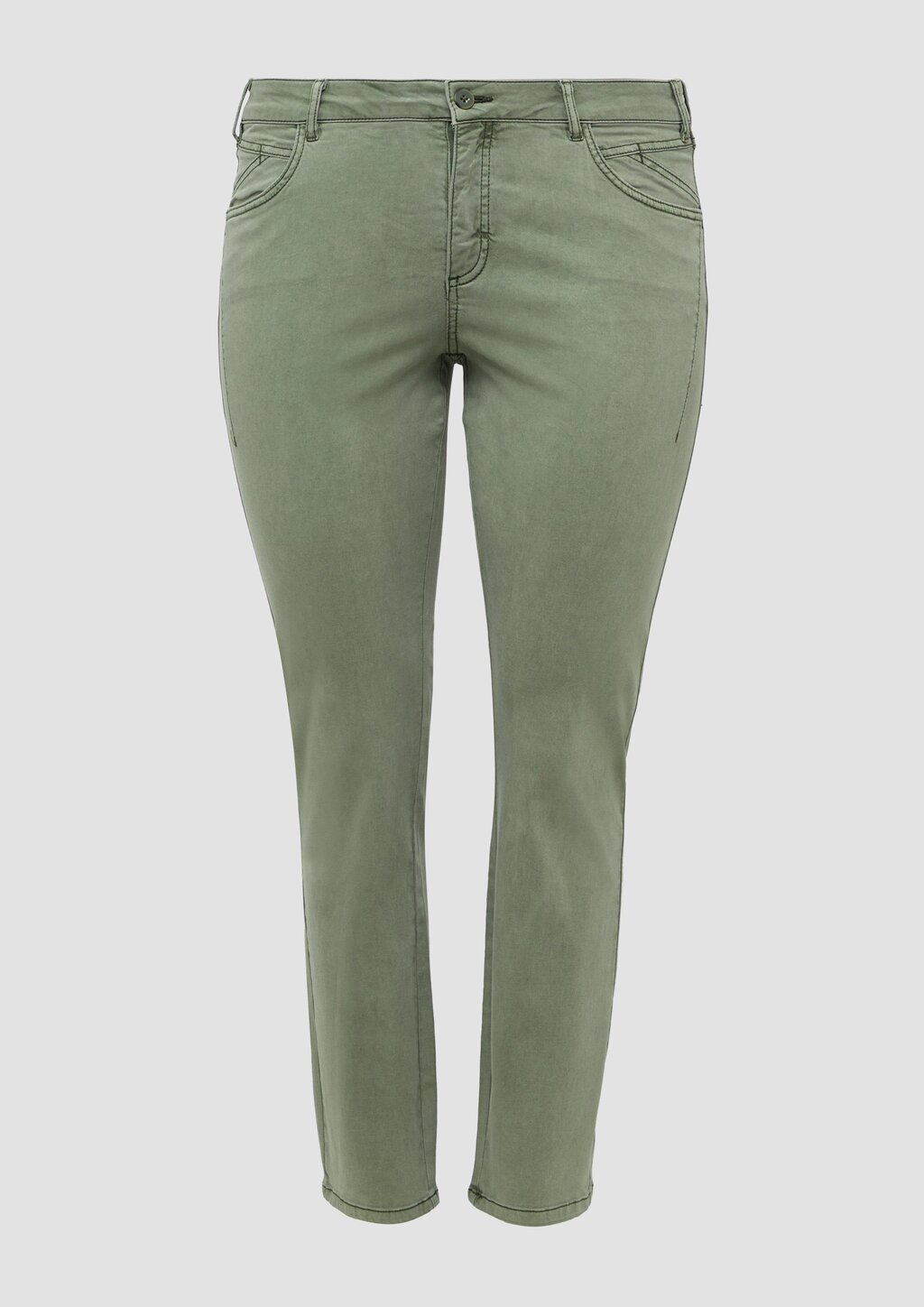 Gewaschene Hose im Slim Fit aus Baumwollsatin