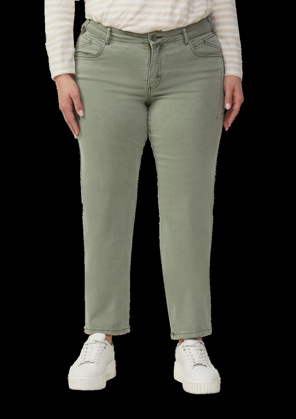 Gewaschene Hose im Slim Fit aus Baumwollsatin