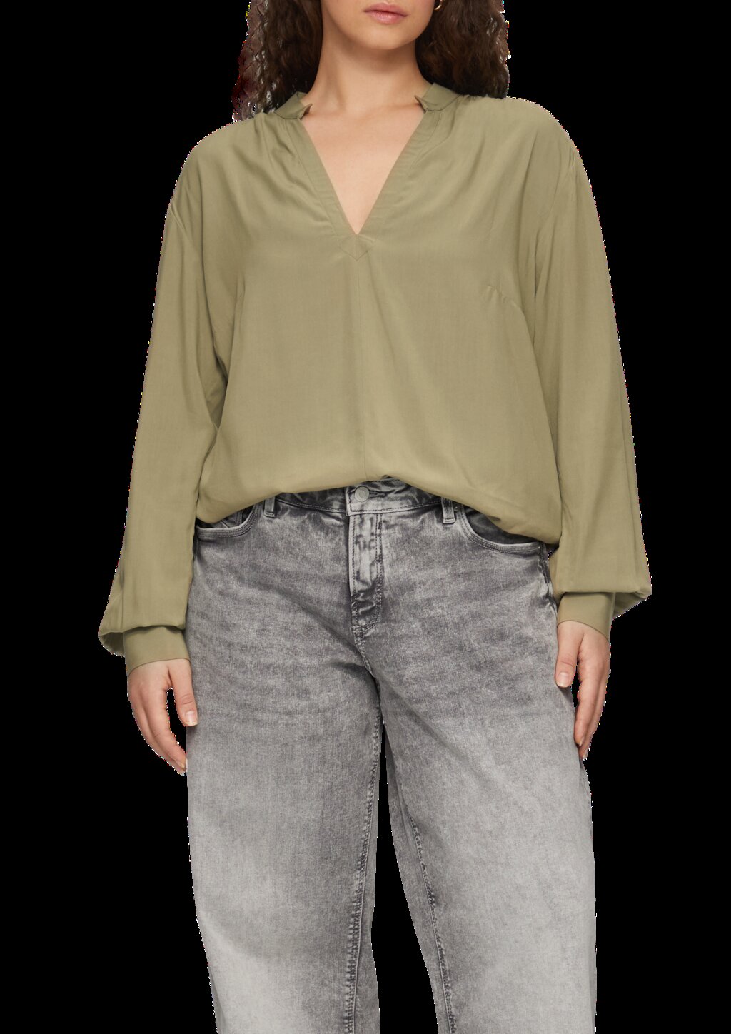 Viskosebluse mit Tunika-Ausschnitt