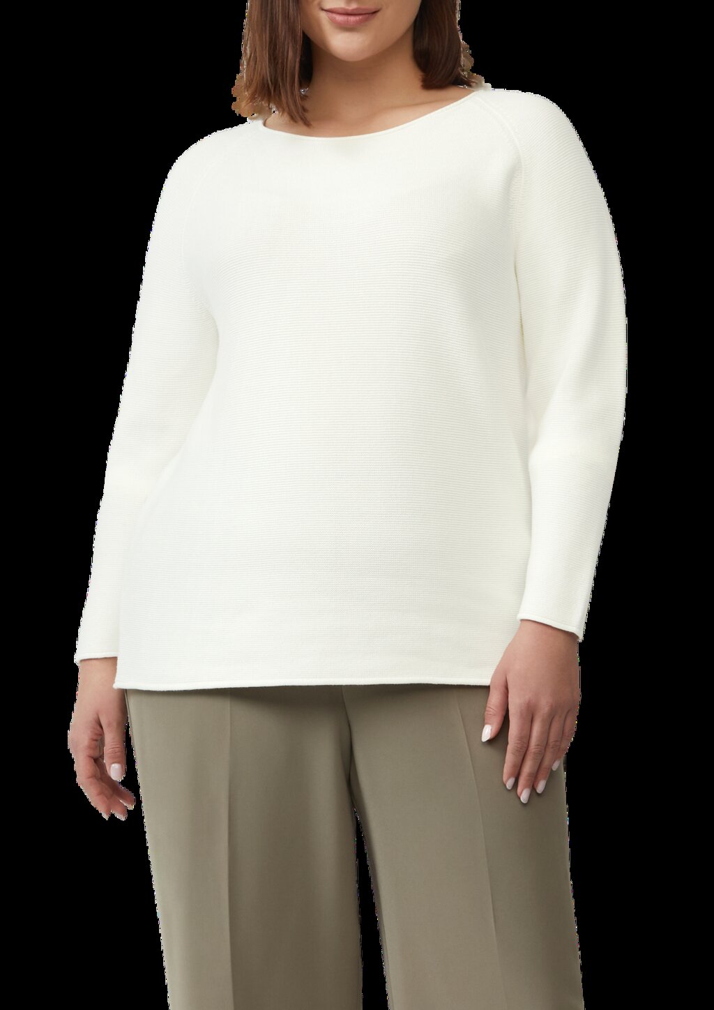 Strickpullover mit U-Boot-Ausschnitt und Rollsaum