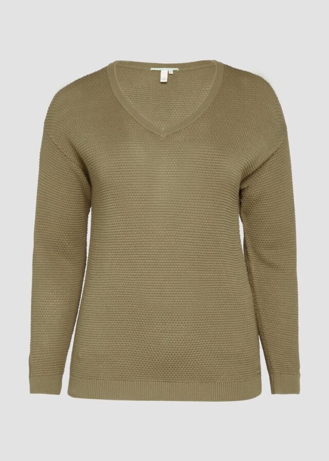 Pullover mit Strukturmuster und V-Ausschnitt