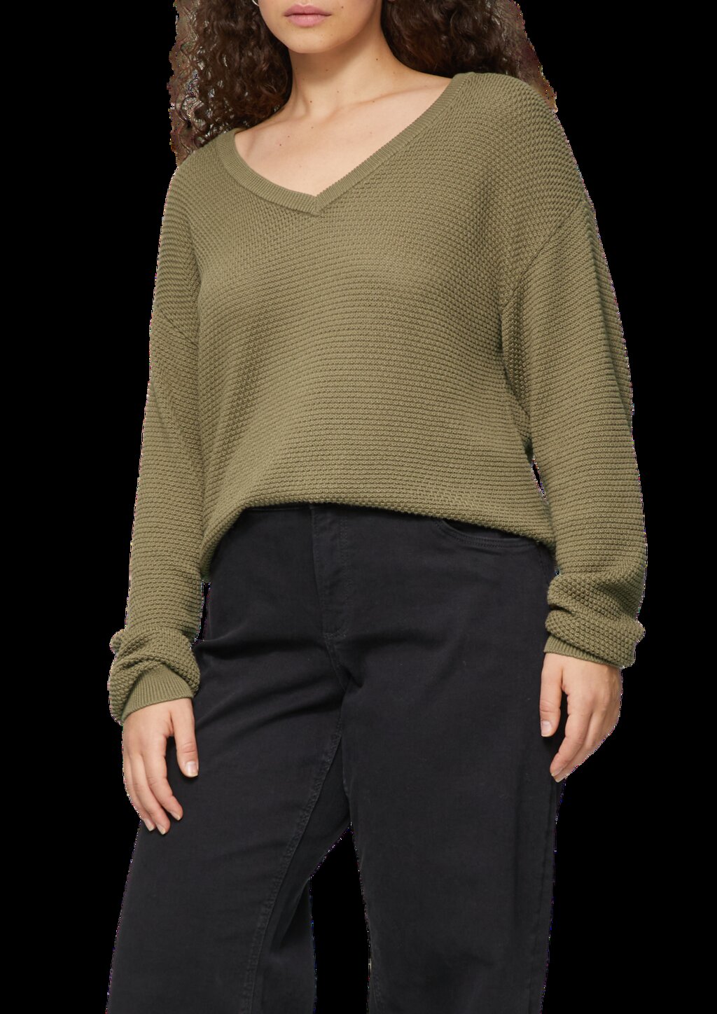 Pullover mit Strukturmuster und V-Ausschnitt