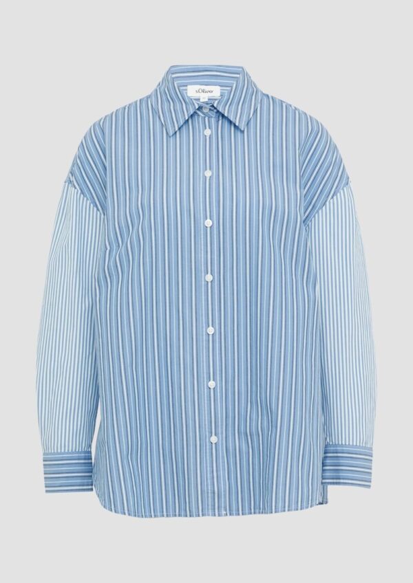 Popeline-Bluse im Relaxed Fit mit Streifenmix