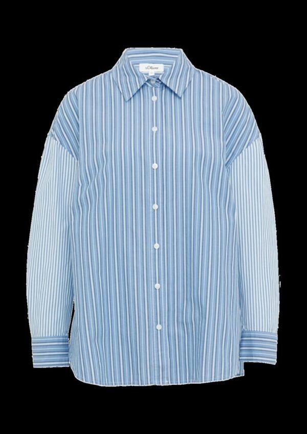 Popeline-Bluse im Relaxed Fit mit Streifenmix