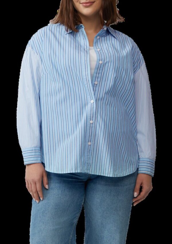 Popeline-Bluse im Relaxed Fit mit Streifenmix