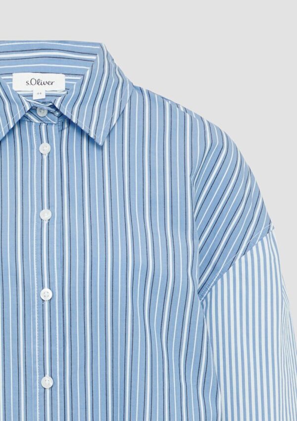 Popeline-Bluse im Relaxed Fit mit Streifenmix
