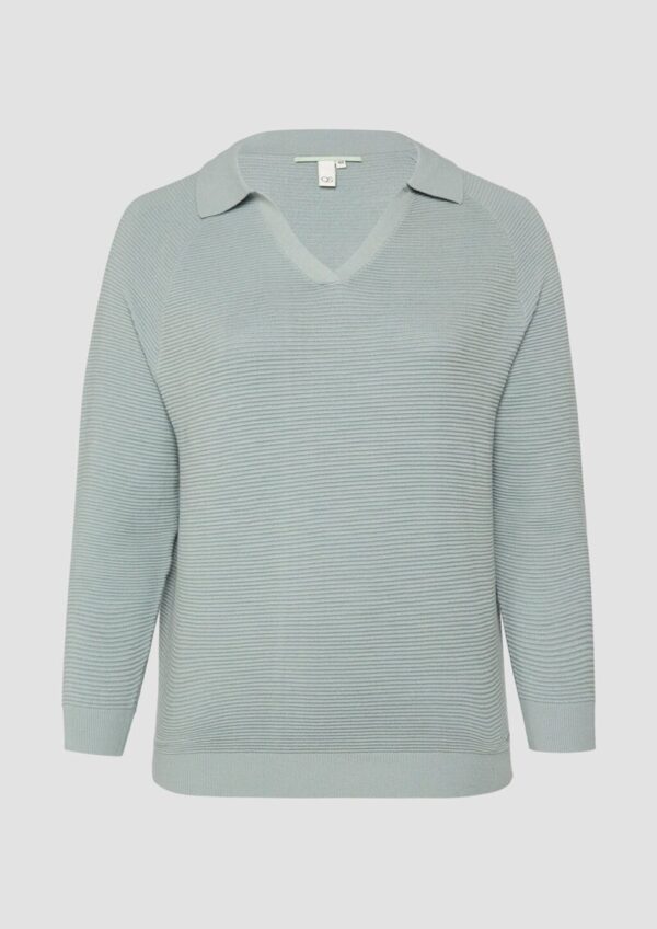 Strukturierter Pullover mit Polokragen