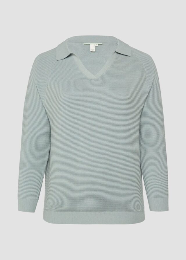 Strukturierter Pullover mit Polokragen