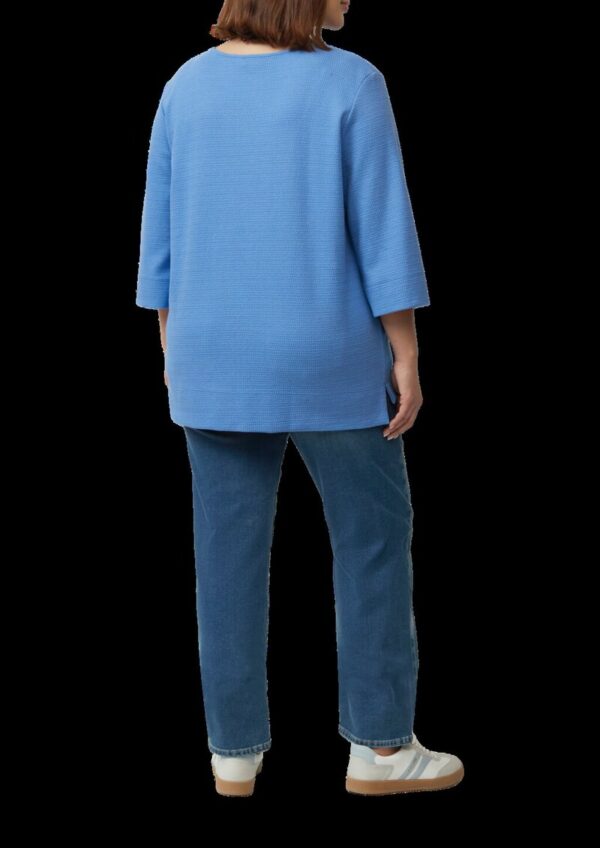 Strukturiertes Jersey-Sweatshirt mit V-Ausschnitt und 3/4-Ärmeln