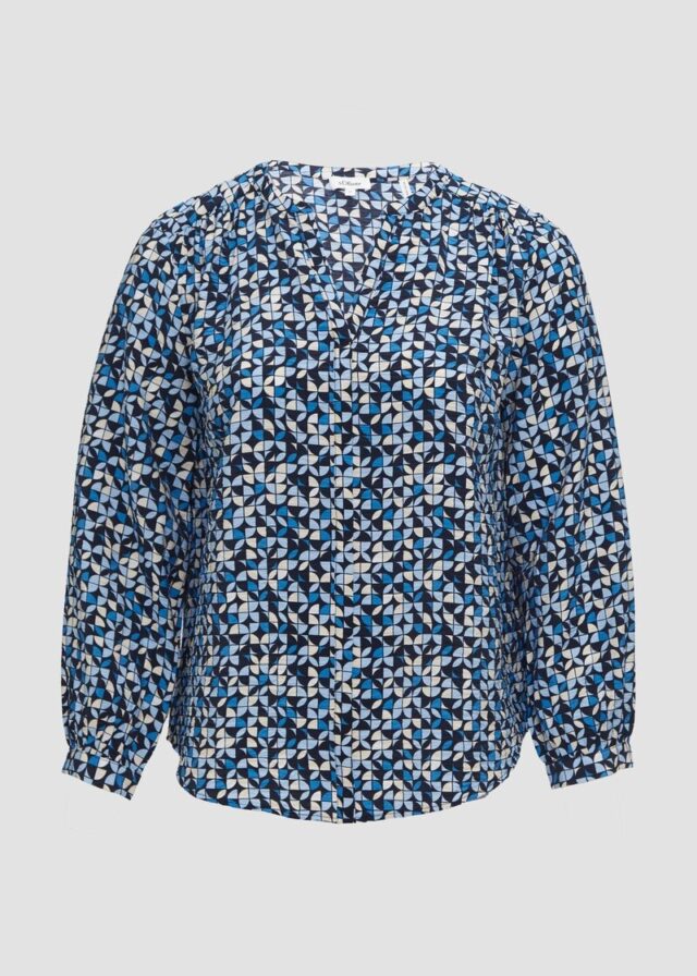 Strukturierte Bluse aus Viskosemix mit Raffung