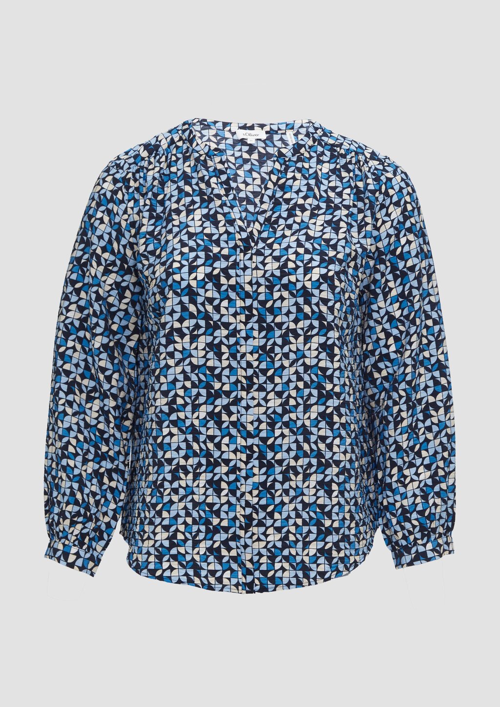 Strukturierte Bluse aus Viskosemix mit Raffung