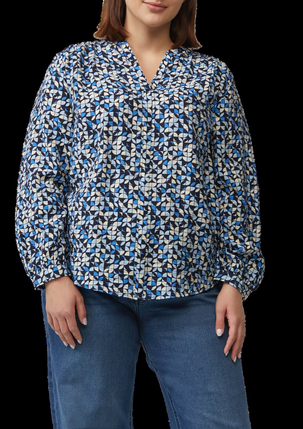 Strukturierte Bluse aus Viskosemix mit Raffung