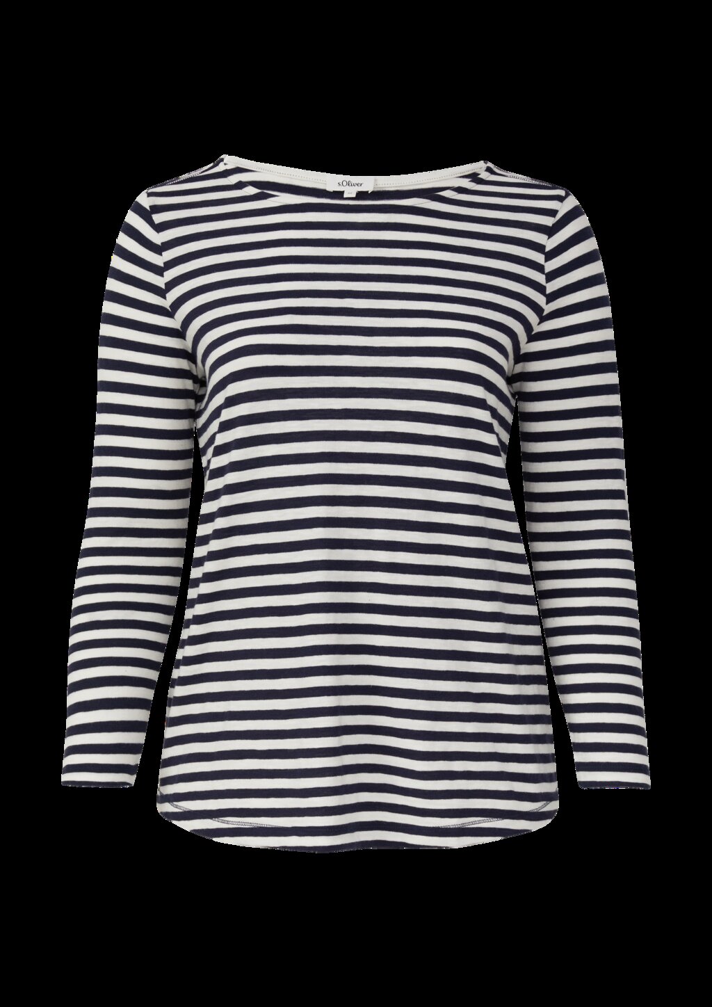 Geringeltes Langarmshirt aus Flammgarn mit Crew Neck