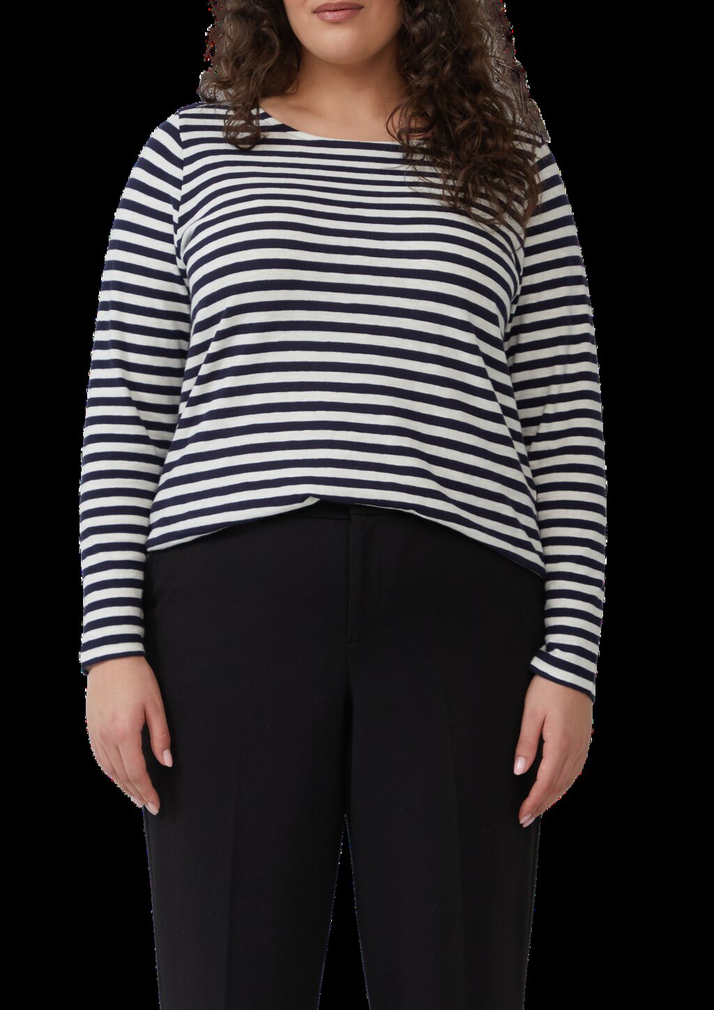 Geringeltes Langarmshirt aus Flammgarn mit Crew Neck