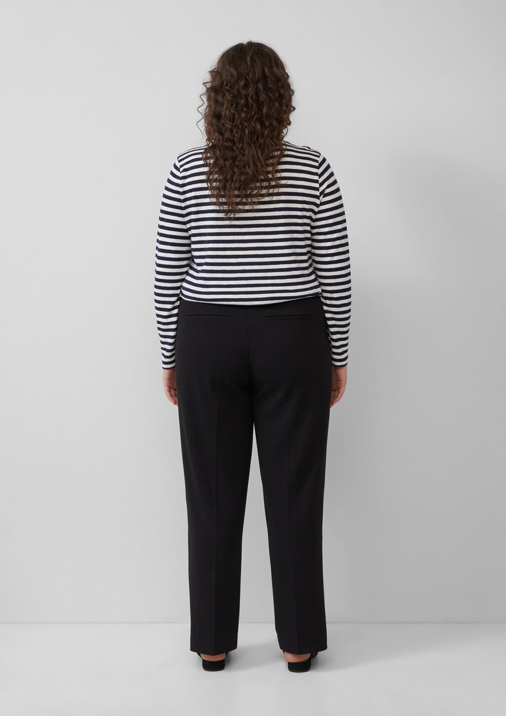 Geringeltes Langarmshirt aus Flammgarn mit Crew Neck