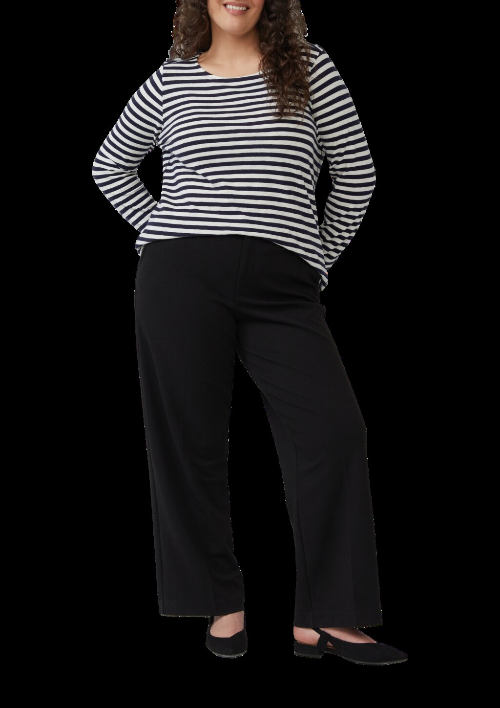 Geringeltes Langarmshirt aus Flammgarn mit Crew Neck