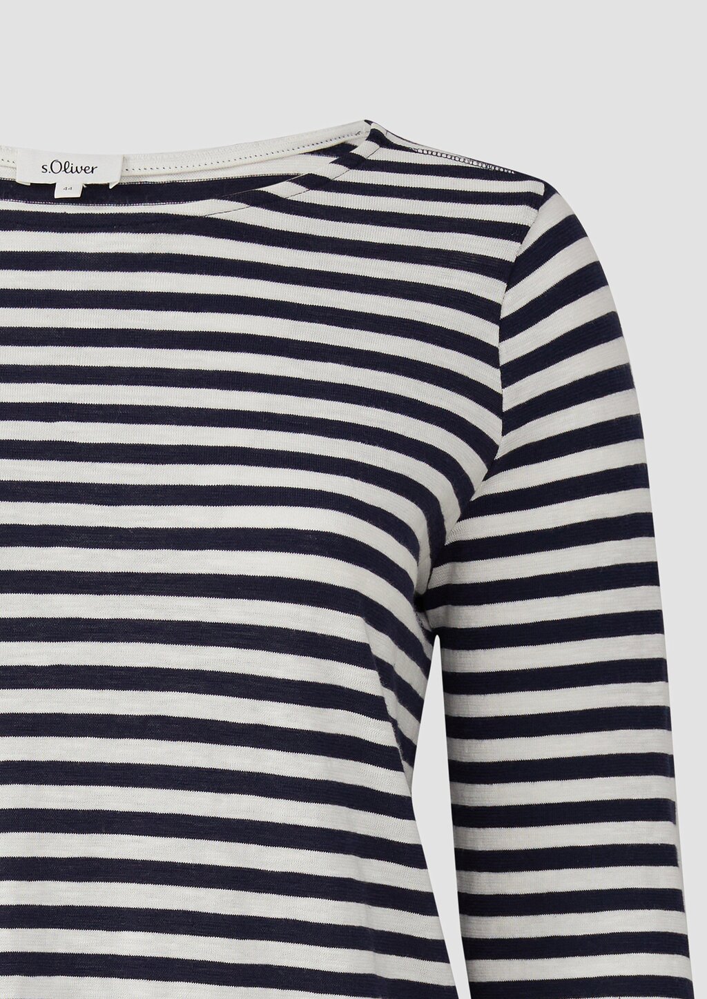 Geringeltes Langarmshirt aus Flammgarn mit Crew Neck