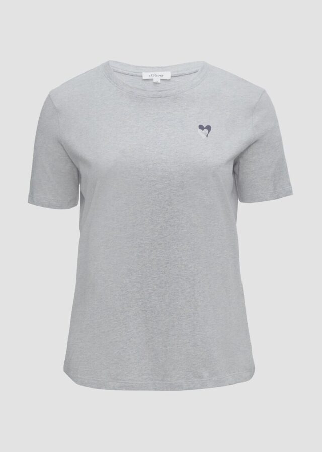 T-Shirt mit Herz-Stickerei