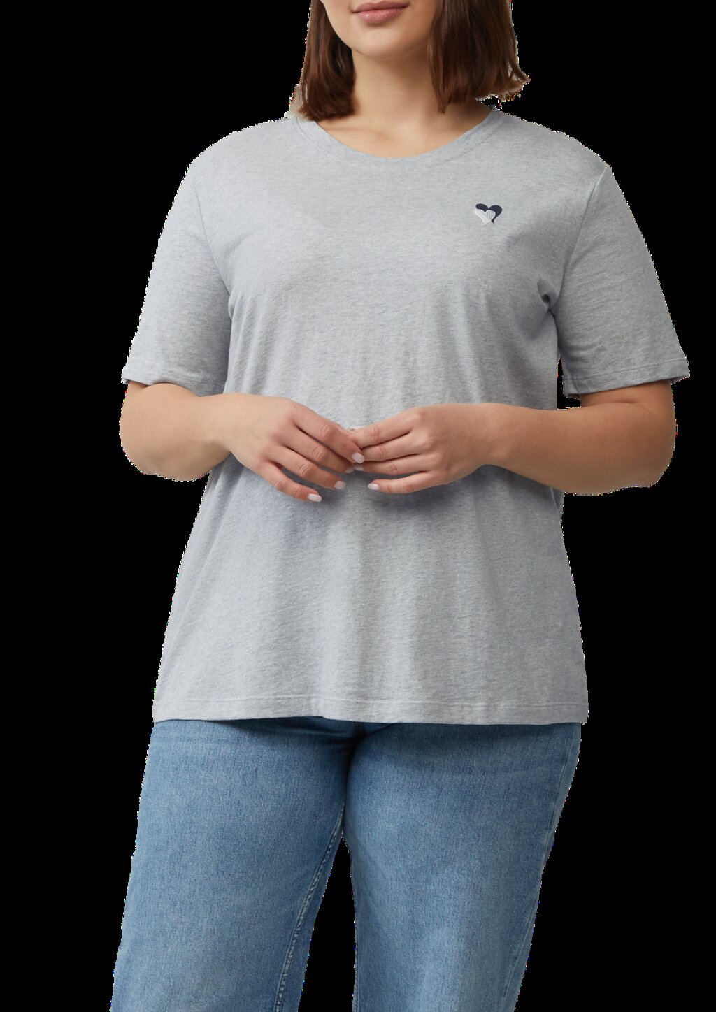 T-Shirt mit Herz-Stickerei