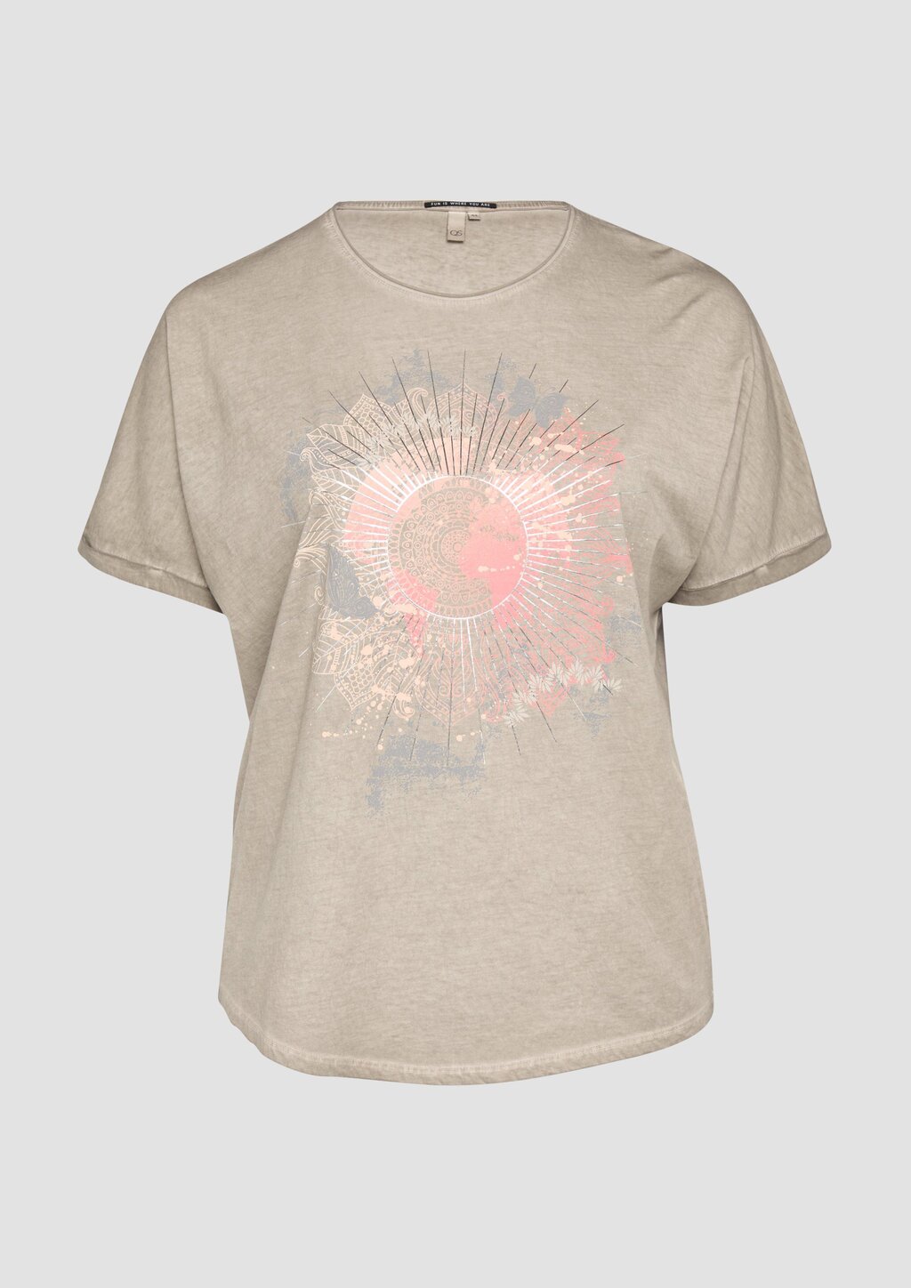 Oversize Shirt in gewaschener Optik mit Metallic-Frontprint