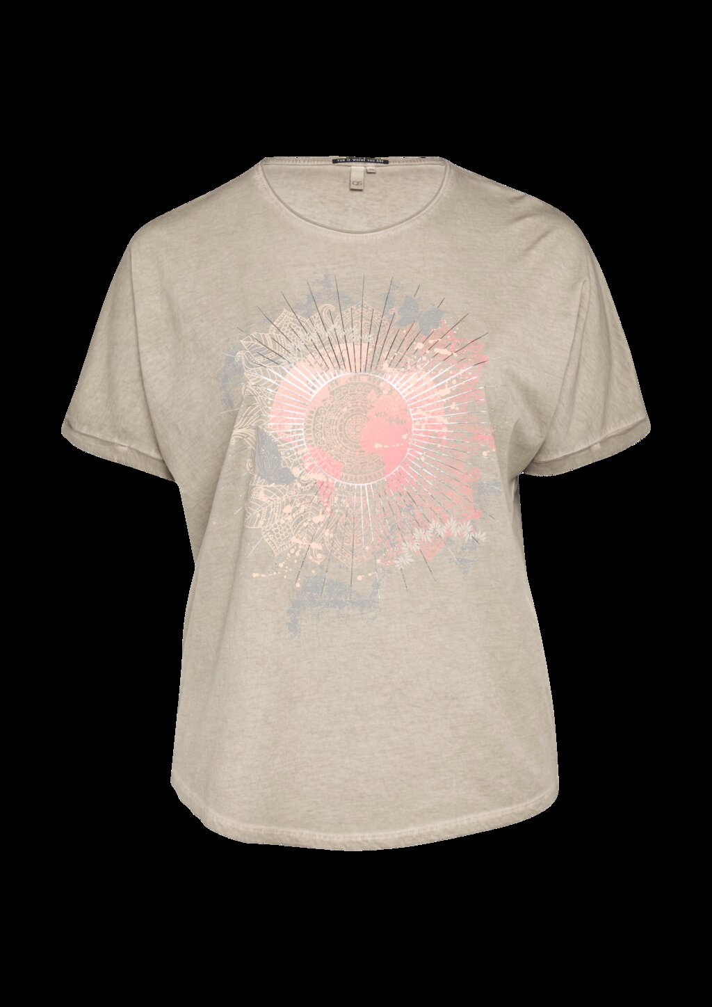 Oversize Shirt in gewaschener Optik mit Metallic-Frontprint