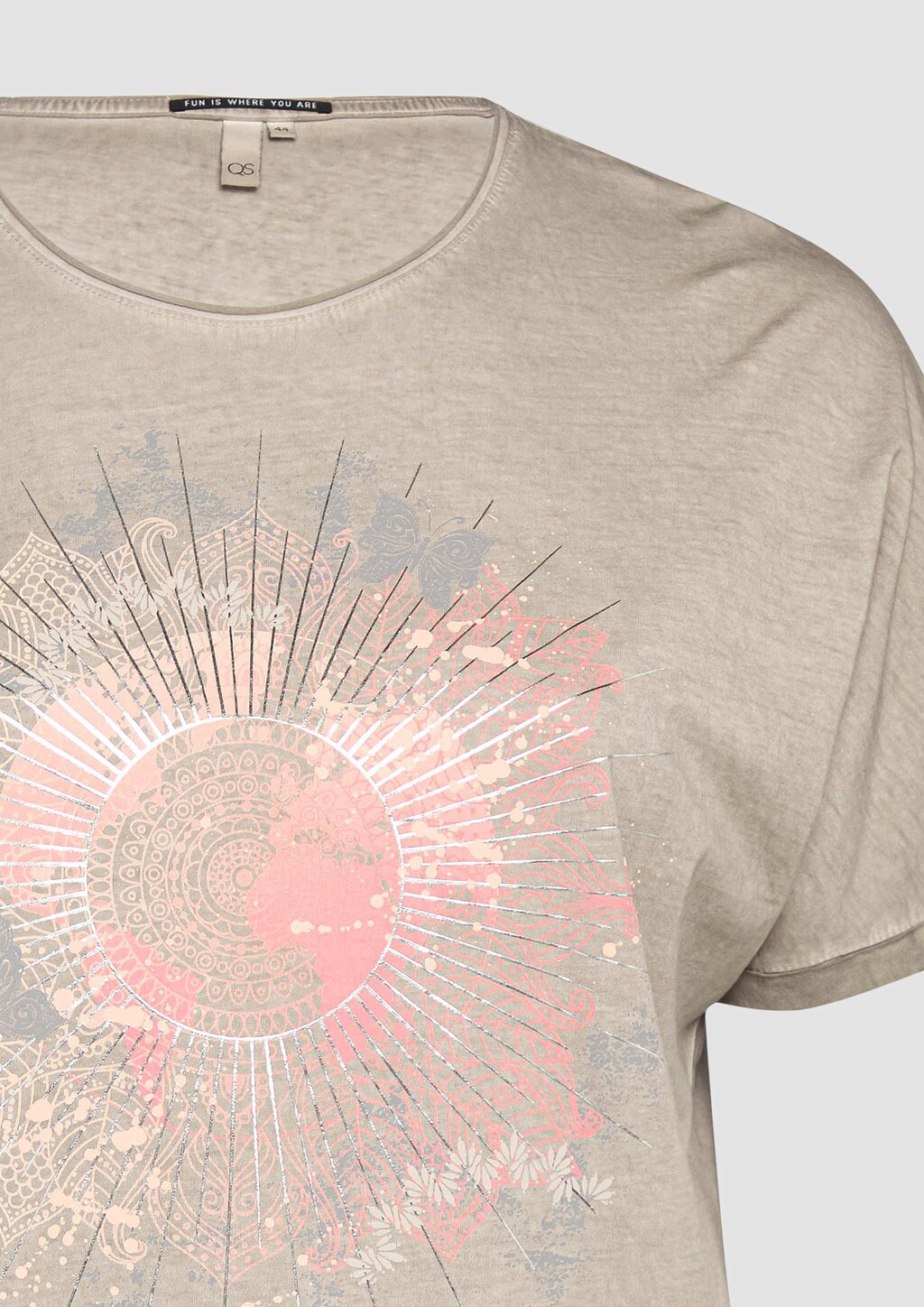 Oversize Shirt in gewaschener Optik mit Metallic-Frontprint