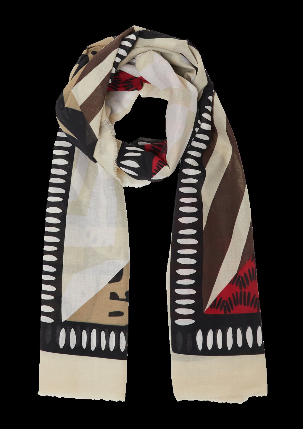 Tuch mit All-over-Print und Fransen