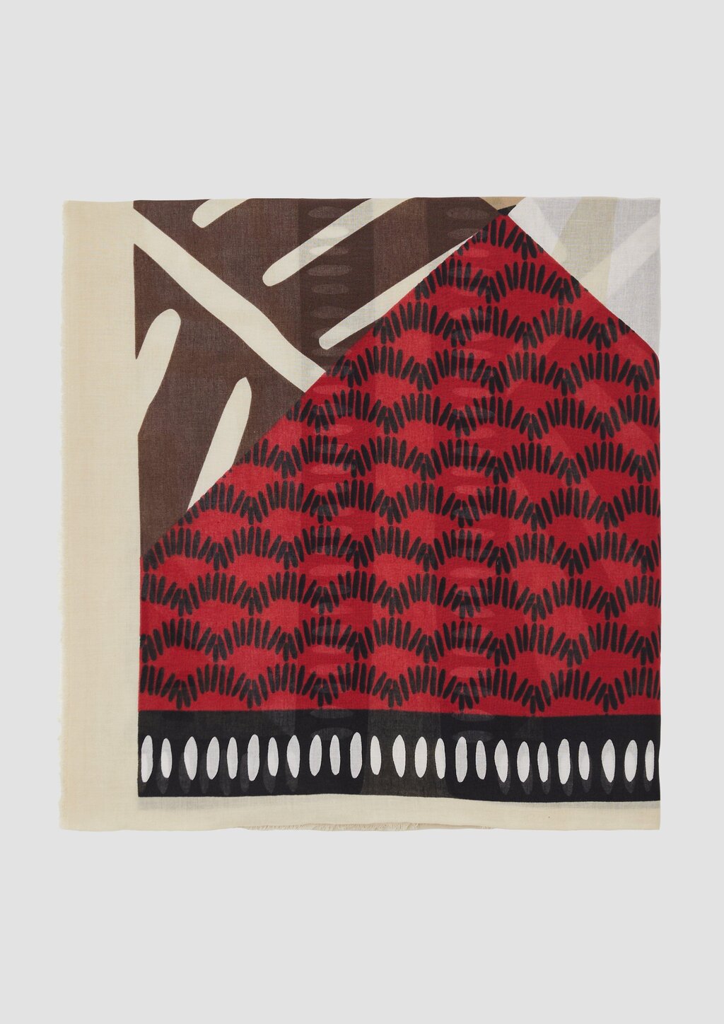 Tuch mit All-over-Print und Fransen