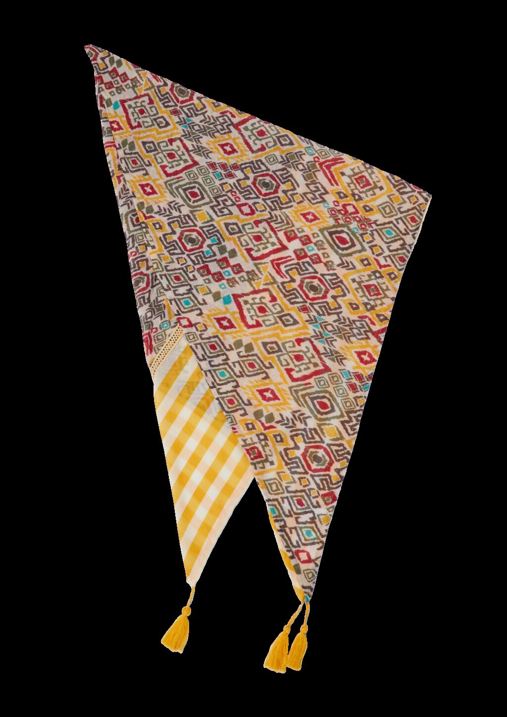 Dreieckstuch mit All-over-Print und Quasten