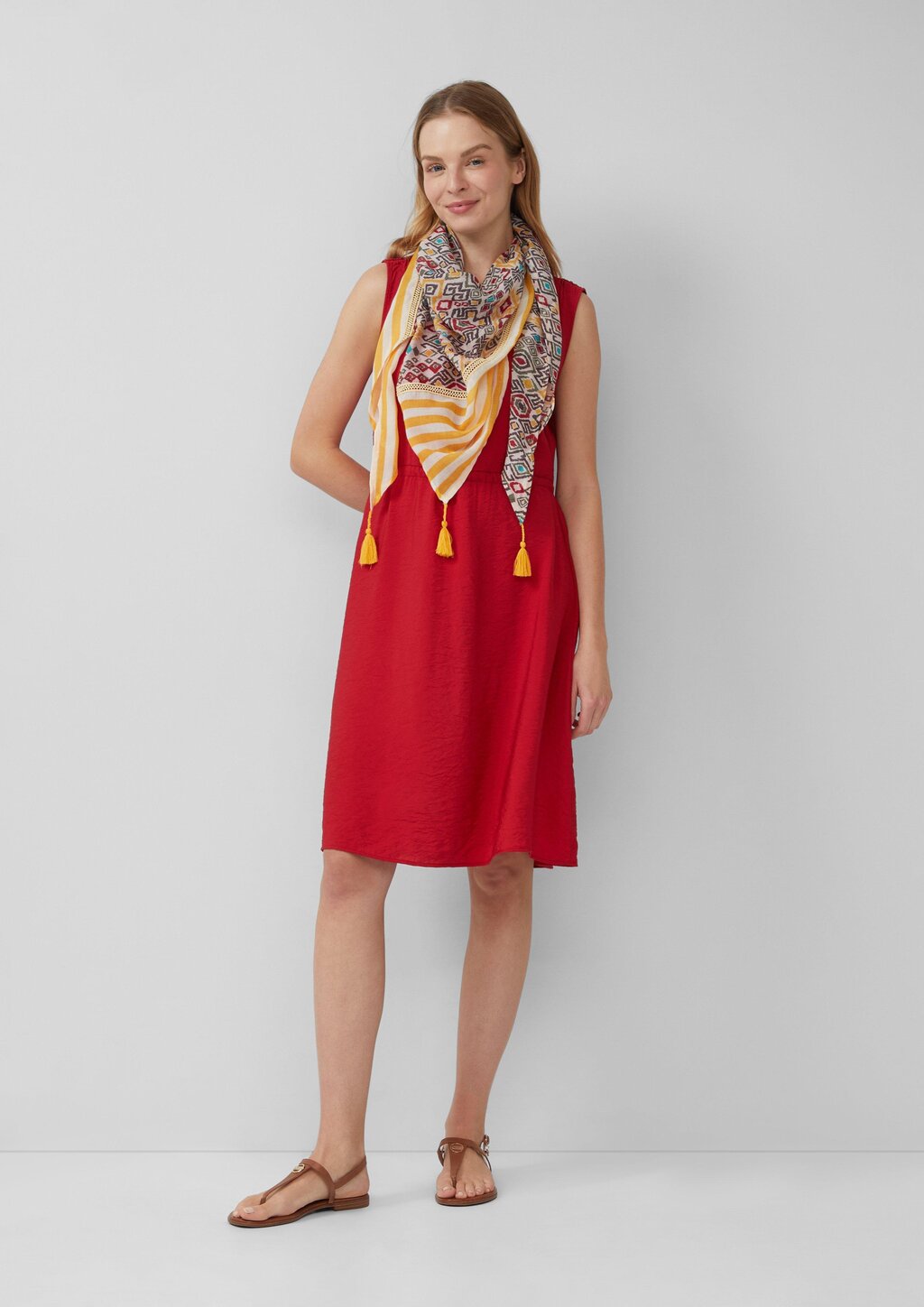 Dreieckstuch mit All-over-Print und Quasten