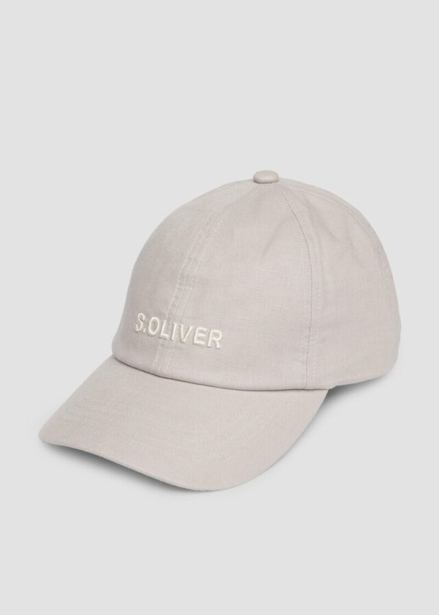Kappe aus Leinenmix mit Logo-Stickerei