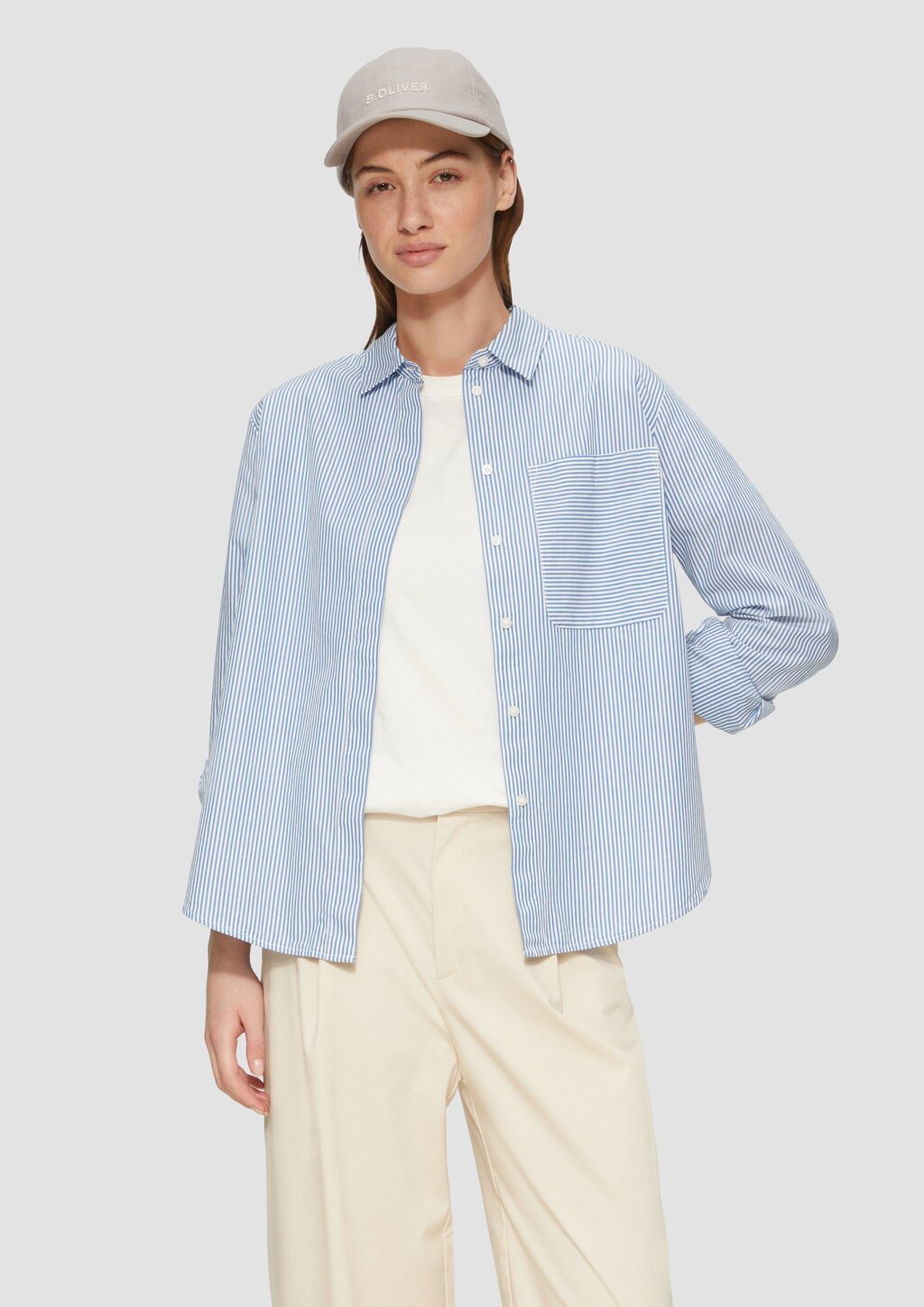 Kappe aus Leinenmix mit Logo-Stickerei