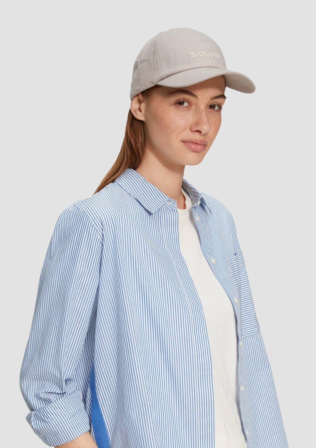 Kappe aus Leinenmix mit Logo-Stickerei