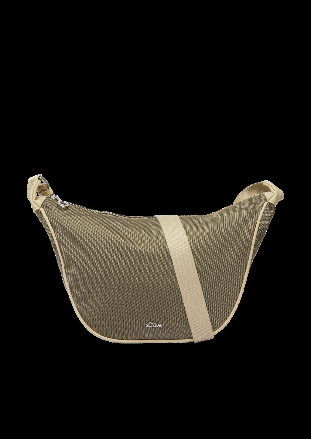 Halbmondtasche mit Reißverschlussfach und Logo