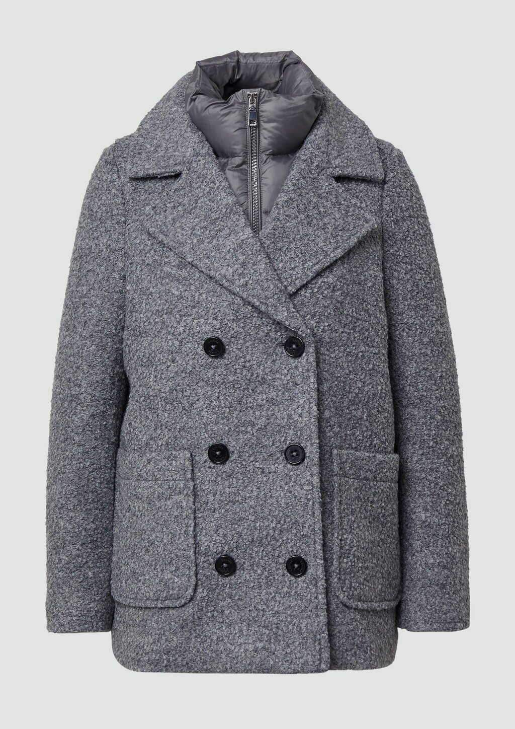 Bouclé-Jacke mit herausnehmbarem Steppeinsatz