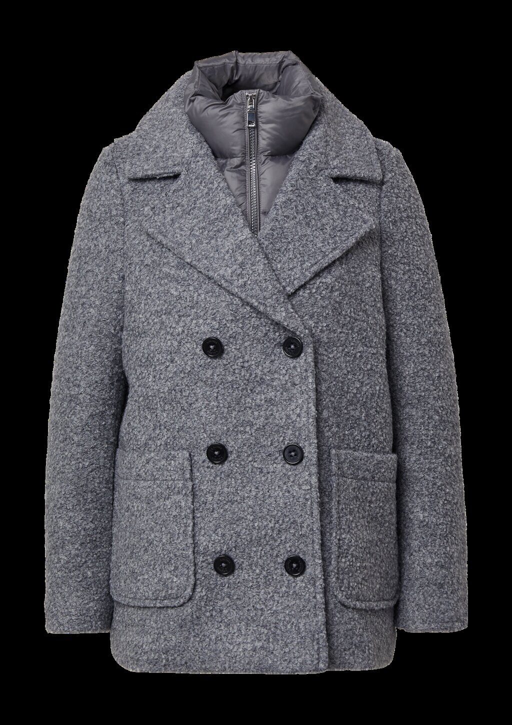 Bouclé-Jacke mit herausnehmbarem Steppeinsatz