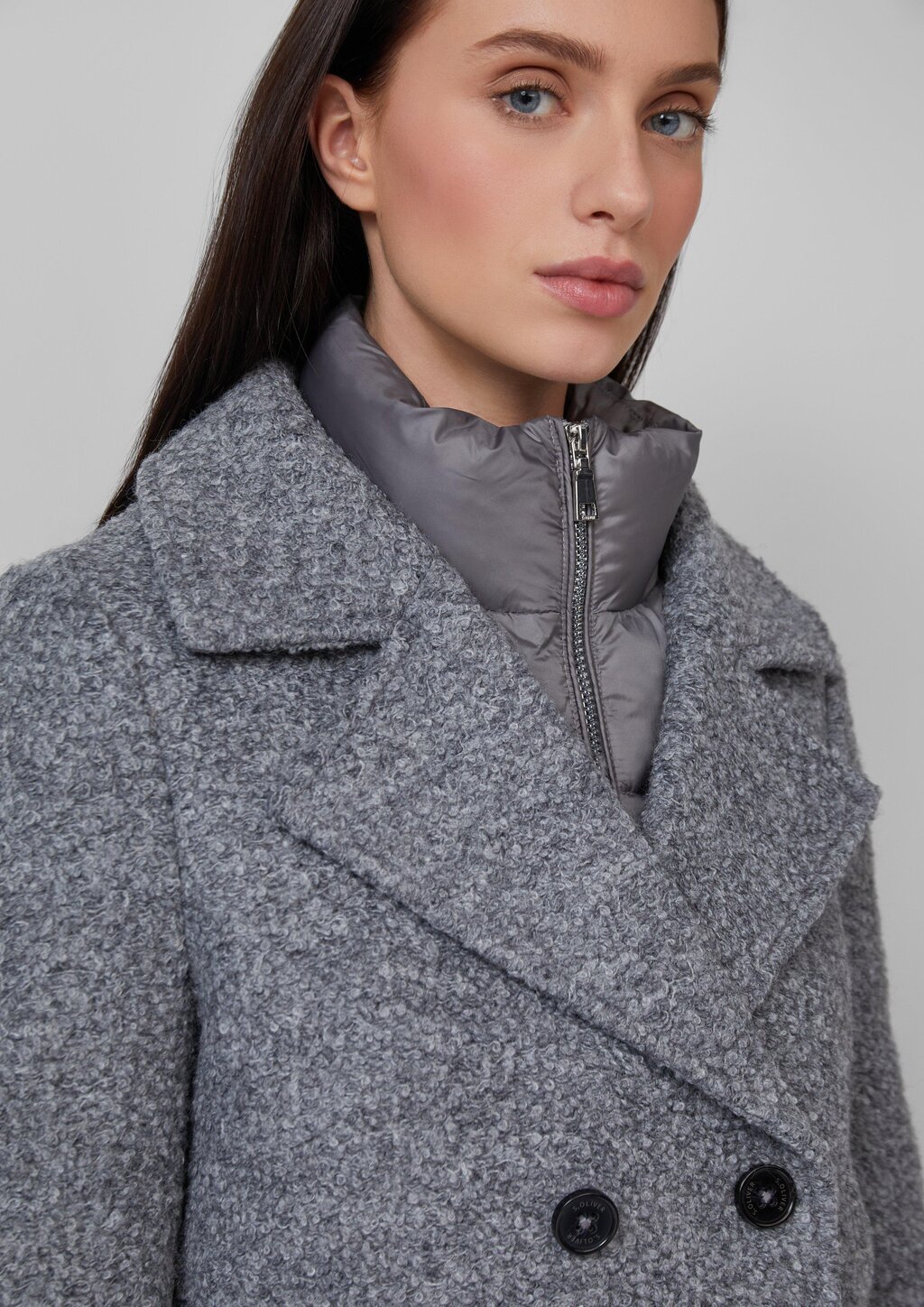 Bouclé-Jacke mit herausnehmbarem Steppeinsatz