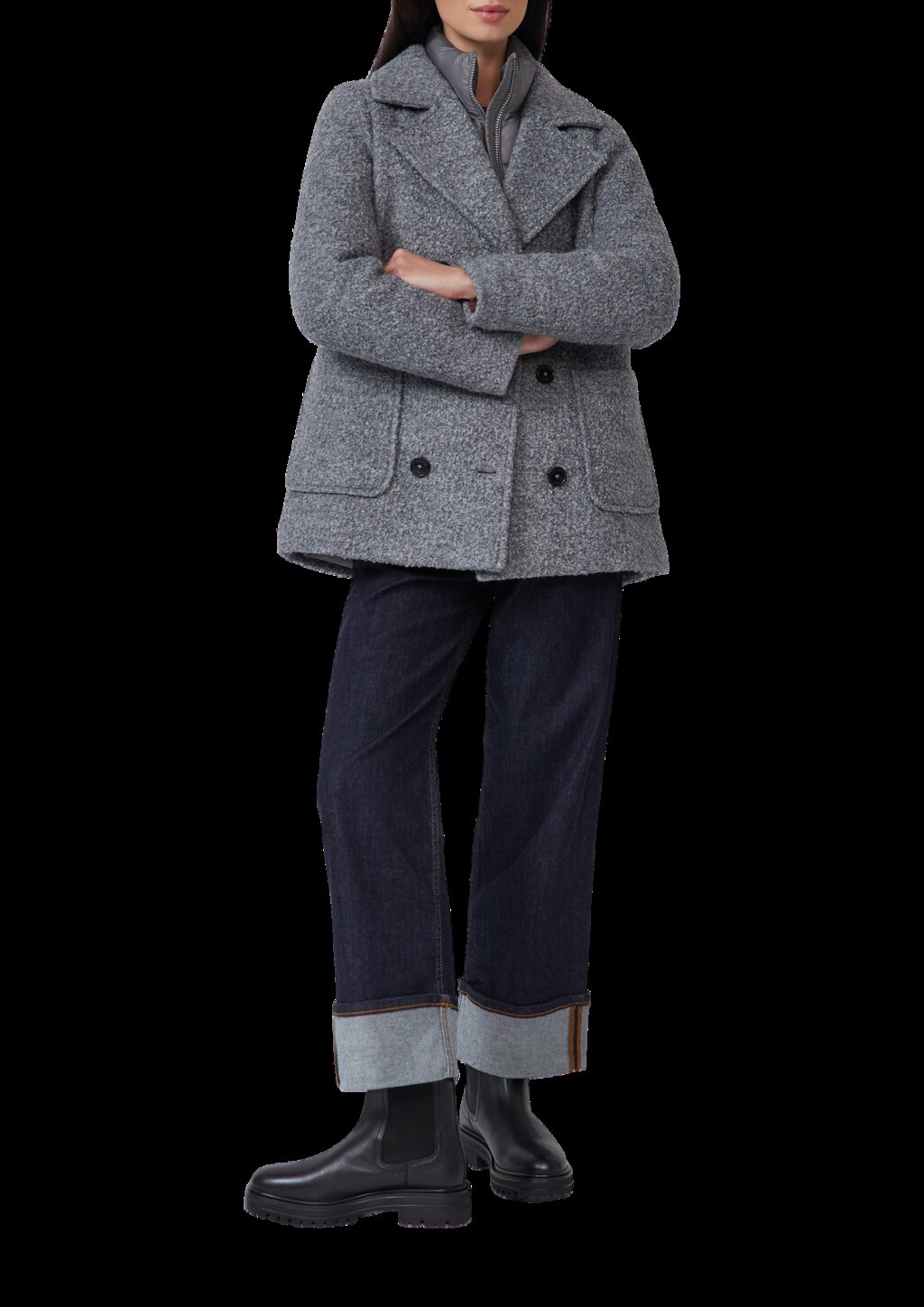 Bouclé-Jacke mit herausnehmbarem Steppeinsatz