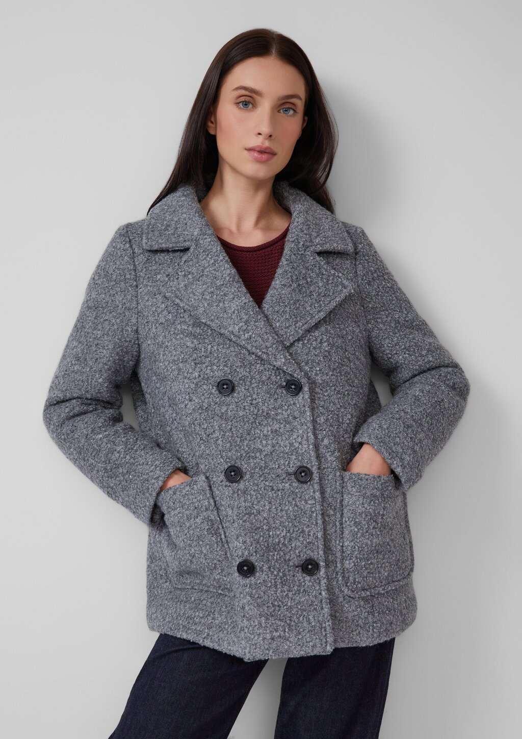 Bouclé-Jacke mit herausnehmbarem Steppeinsatz