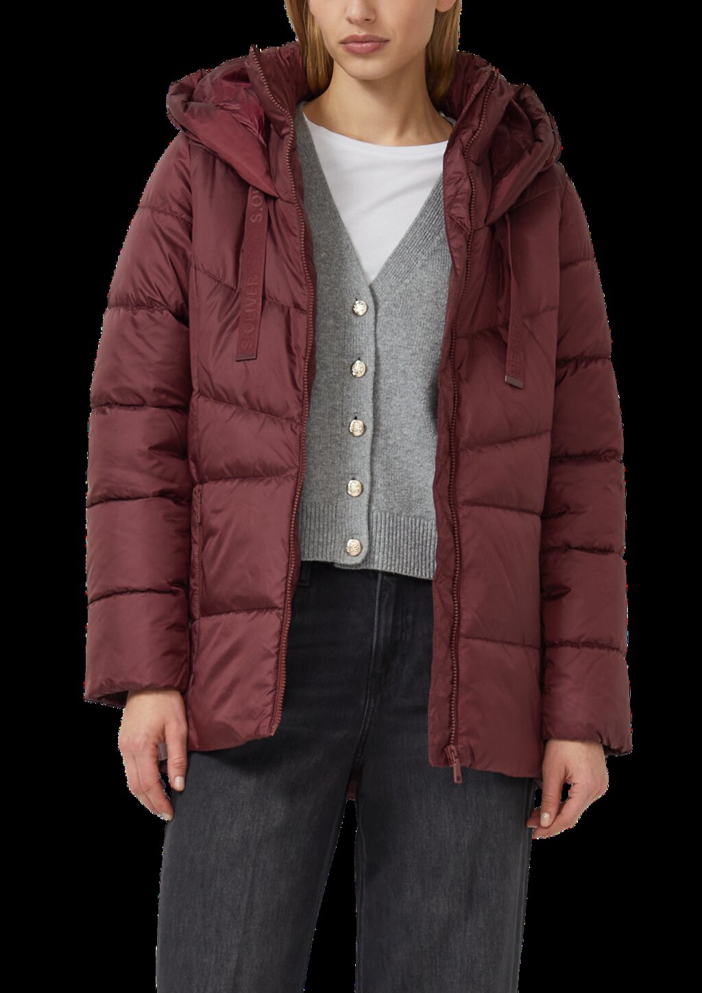 Steppjacke mit Stehkragen und Kapuze