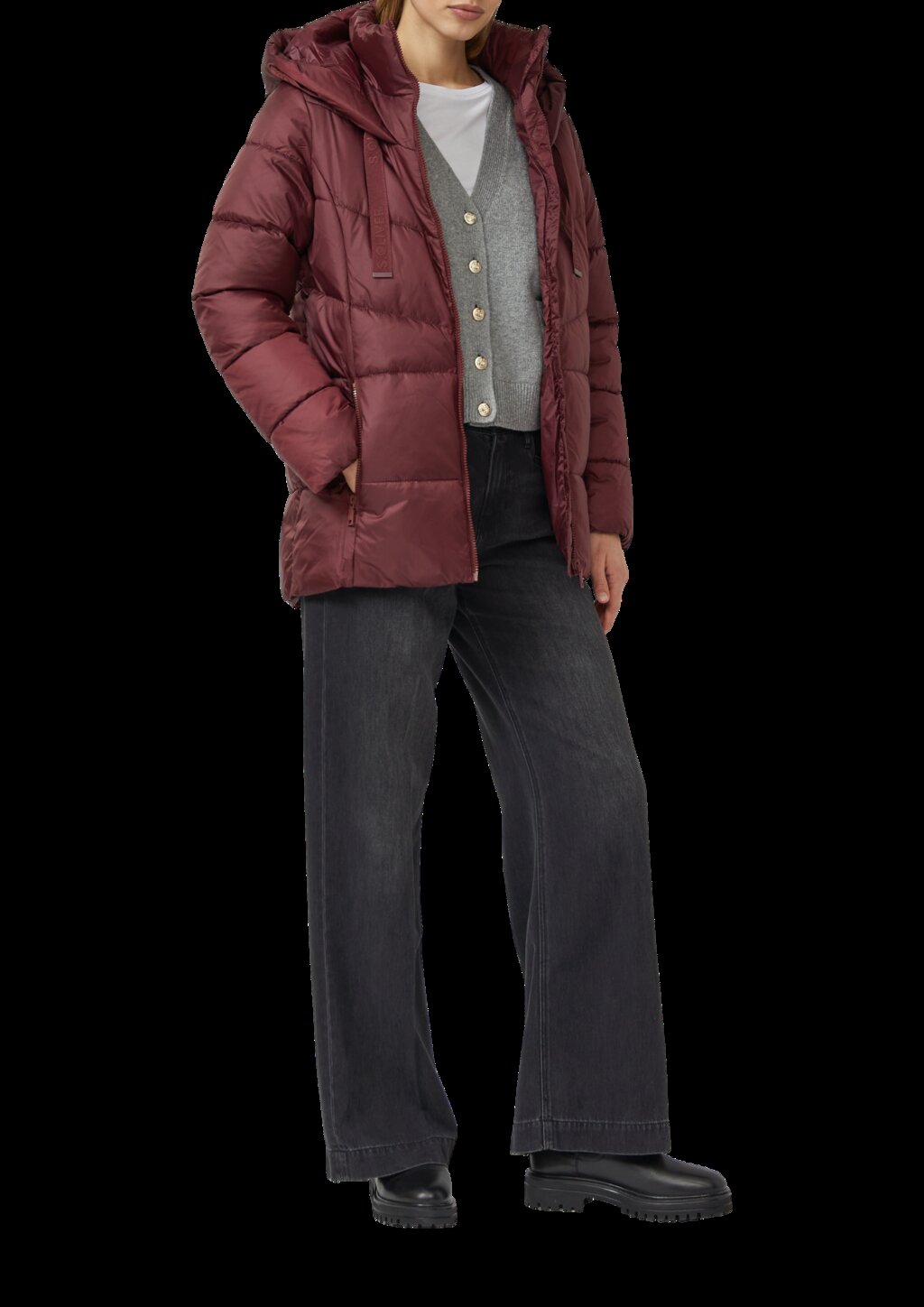 Steppjacke mit Stehkragen und Kapuze