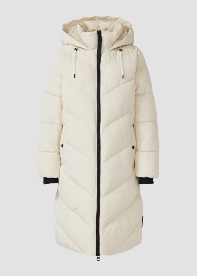 Steppmantel mit Teddyplüsch-Kapuze