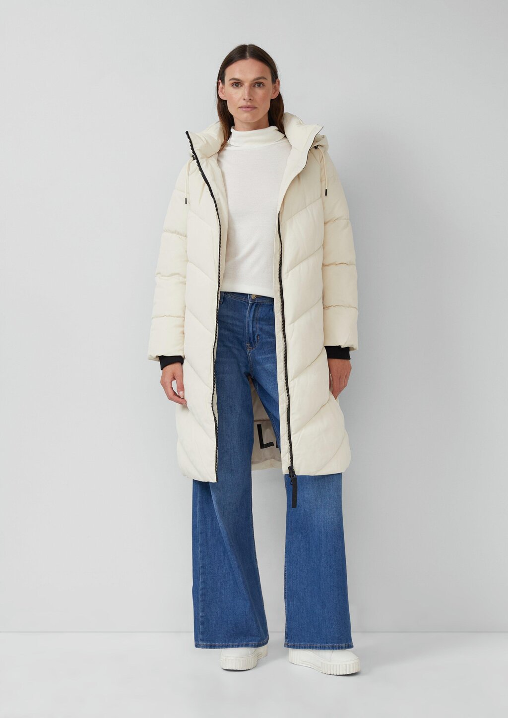 Steppmantel mit Teddyplüsch-Kapuze