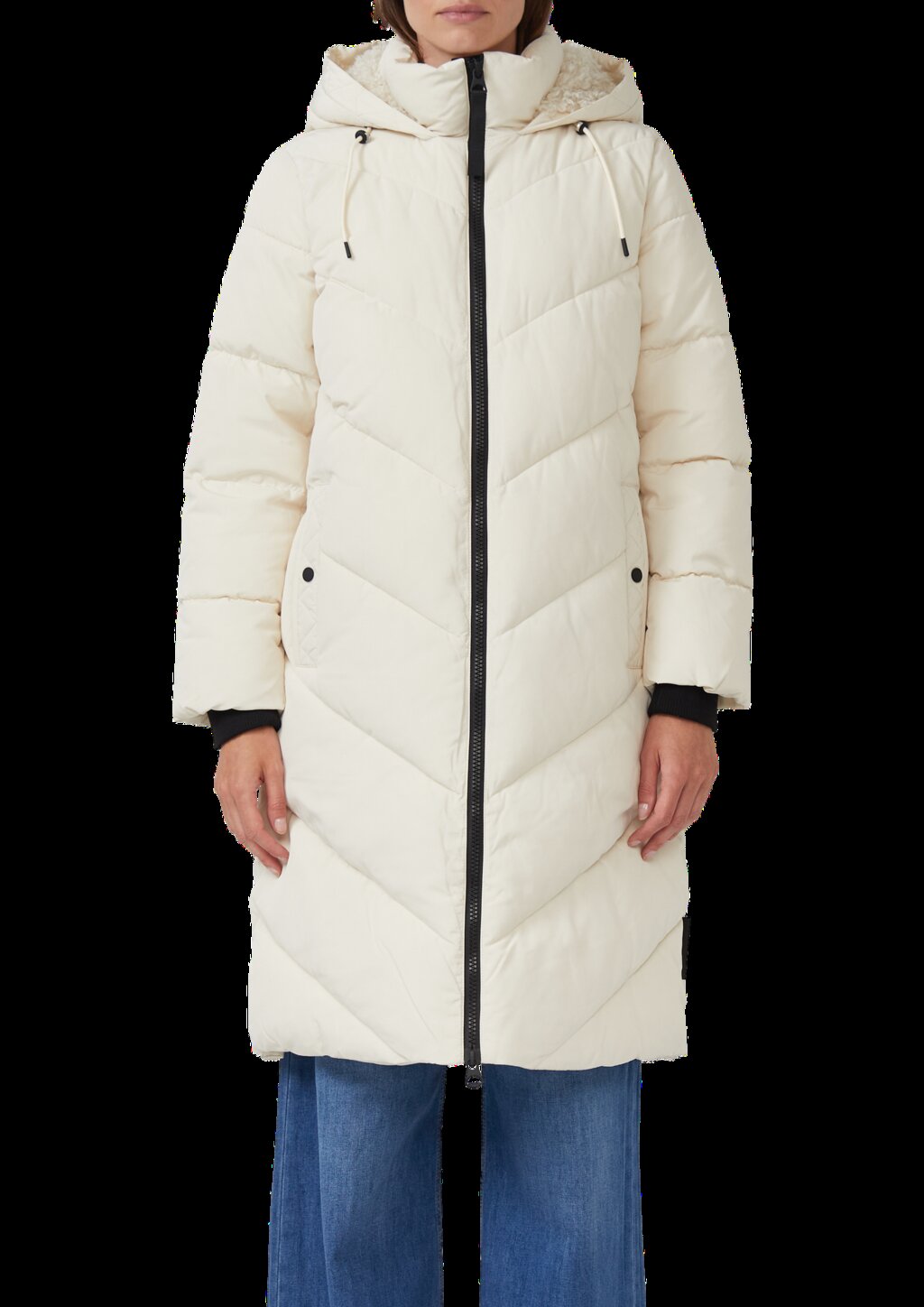 Steppmantel mit Teddyplüsch-Kapuze