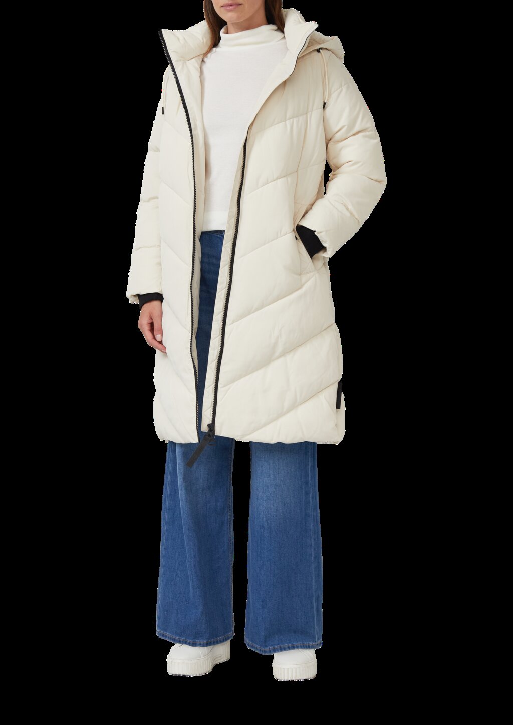 Steppmantel mit Teddyplüsch-Kapuze