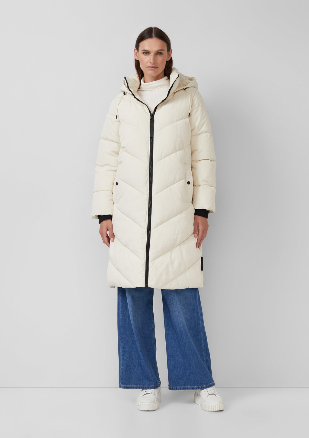 Steppmantel mit Teddyplüsch-Kapuze